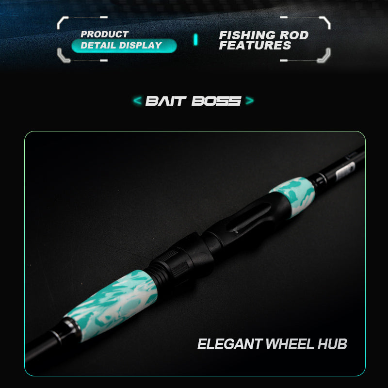 Detailed view of the Bait Boss rod handle and reel seat