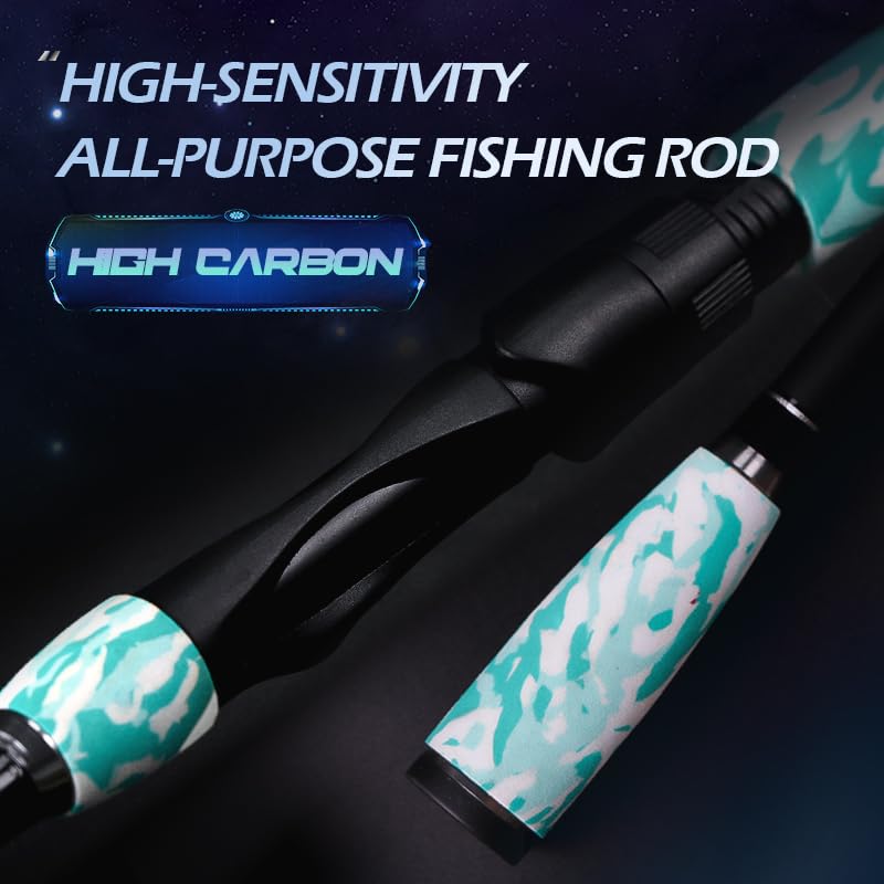 Bait Boss 2.1M Carbon Fiber Spinning Fishing Rod and Reel Combo – High Sensitivity 2-Piece Rod with BB3000 Reel, Lures, Tackle Box & Carrying Case – All-Purpose Freshwater/Saltwater Kit